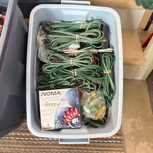 3 Bins of Christmas Light Bulbs, Power Cords and More - O162