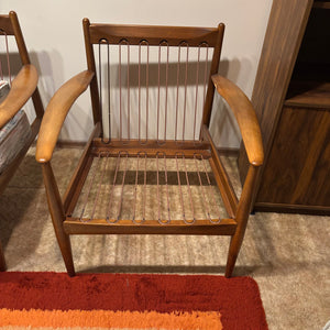 Set of 2 Mid Century Modern Solid Wood Arm Chairs - M310