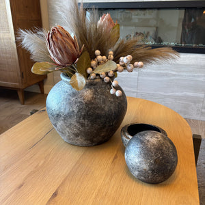 Polished Concrete Planter and Decorative Orb - G433