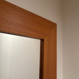 49” x 27.5” Teak Framed Mid Century Modern Wall Mirror - M315
