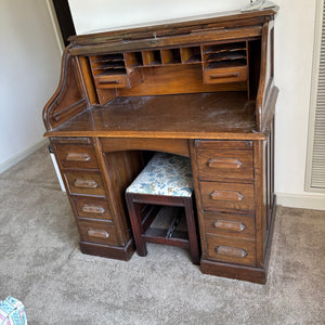 SOLID WOOD ANTIQUE DESK WITH STOOL (CIRCA 1870) - P235