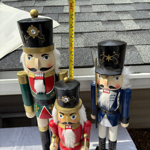 Tall Wooden Nutcracker Grouping (middle is missing its nose) - R428