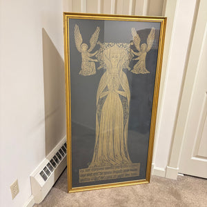 52" X 27.5" FRAMED MARGARET CHEYNE BRASS RUBBING - P175
