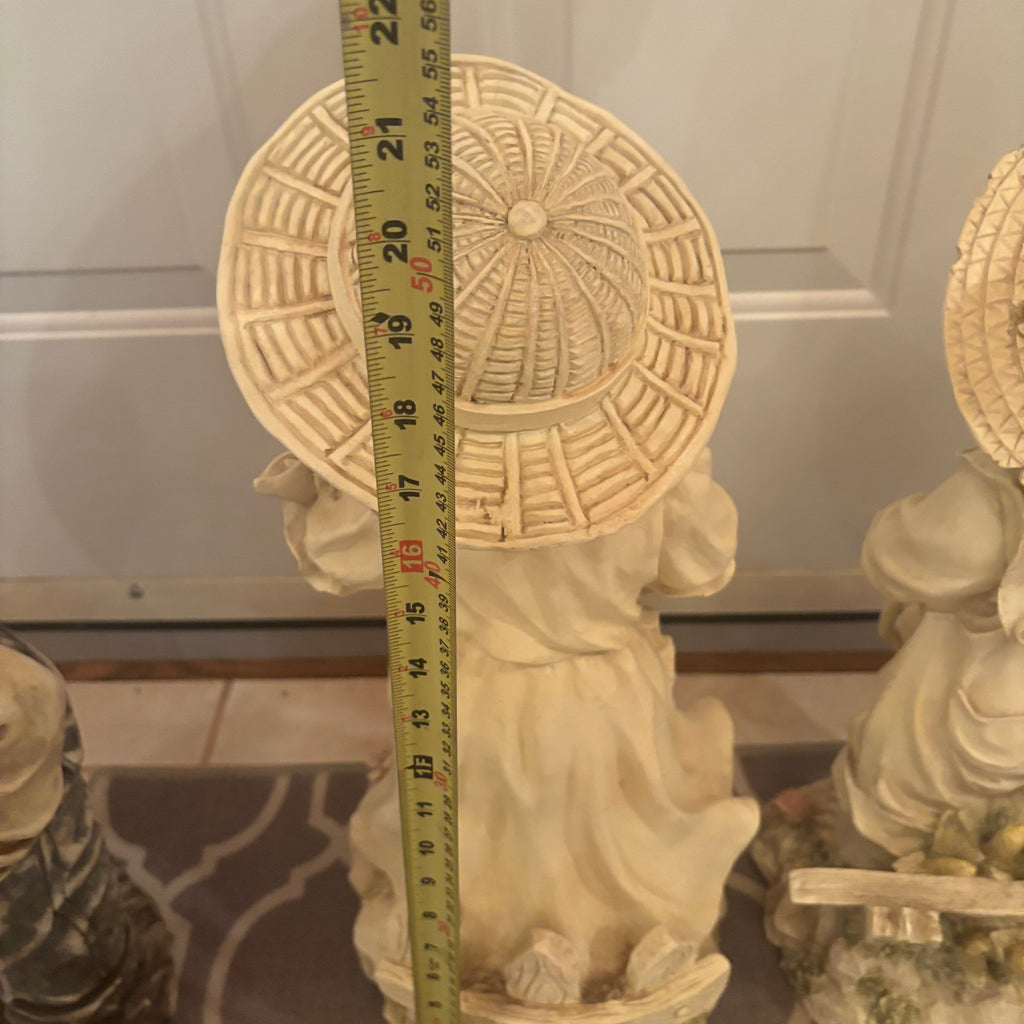 F198 3 22” tall stoneware garden figures