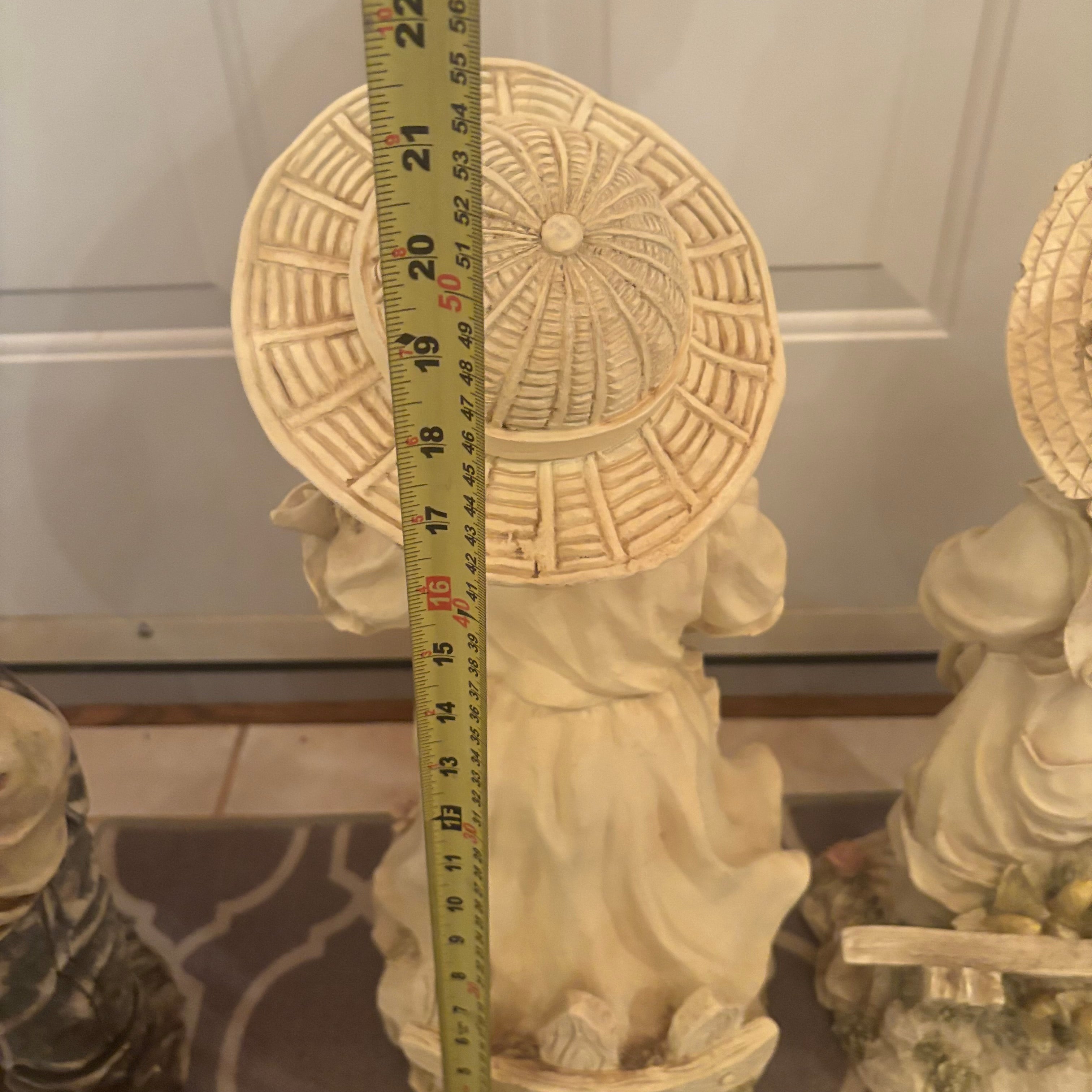 F198 3 22” tall stoneware garden figures