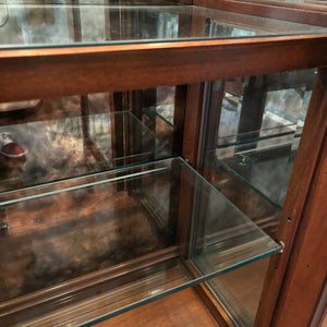 4 Piece Antique Cabinet with Glass Shelves and Smoked Mirrored Back - M313
