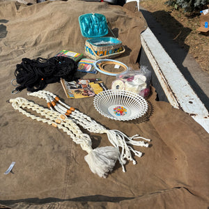 Vintage Grouping (Plastic Basket-Bowl, Macramé Hangers and More) - R388