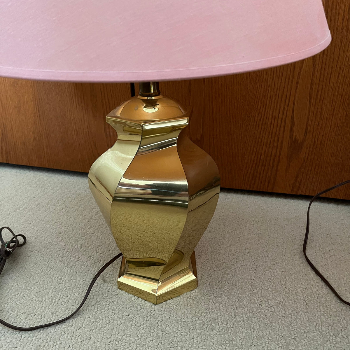B332 Pair of vintage table lamps with heavy brass bases