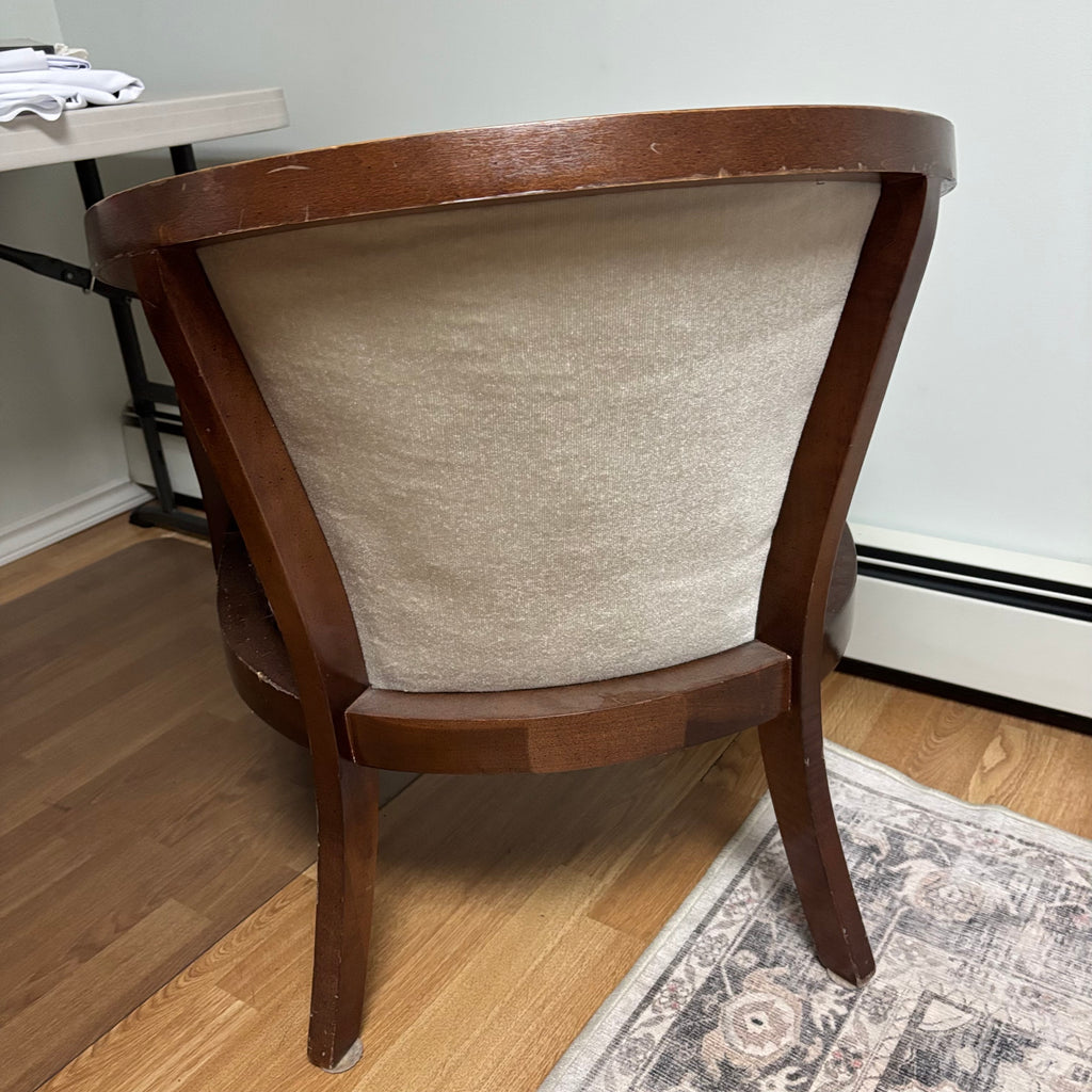 F177 Vintage accent chair with rattan detailing