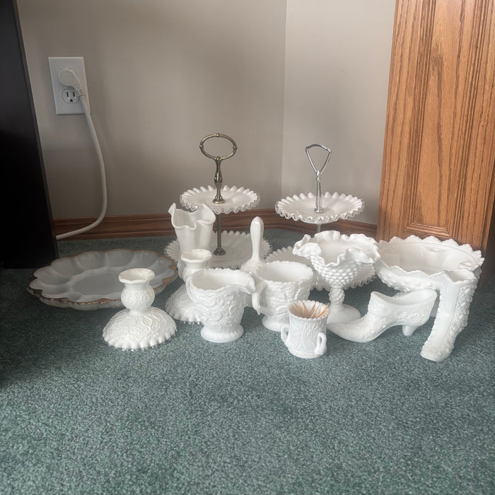 Mid Century Milk Glass Grouping (Desert Stands and More) - C416