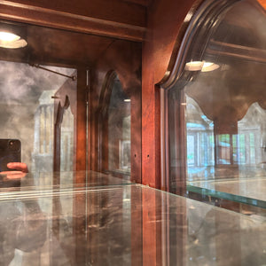 4 Piece Antique Cabinet with Glass Shelves and Smoked Mirrored Back - M313