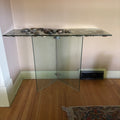 E162 Vintage glass accent table with resin rocks finish (some rocks have fallen out)