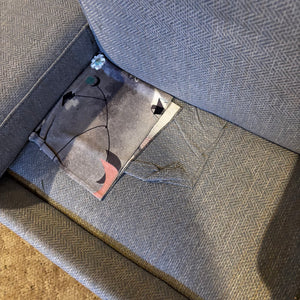 Vintage Loveseat with Blue/Grey Fabric - Z148