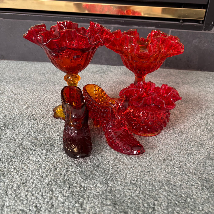 Red Art-glass Candy Blows and Shoes - C430