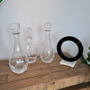 Glass Decanters and Marble Sculpture - L366
