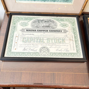 4 PIECE FRAMED DOCUMENTS GROUPING (MAGMA COPPER COMPANY AND MORE) - P299