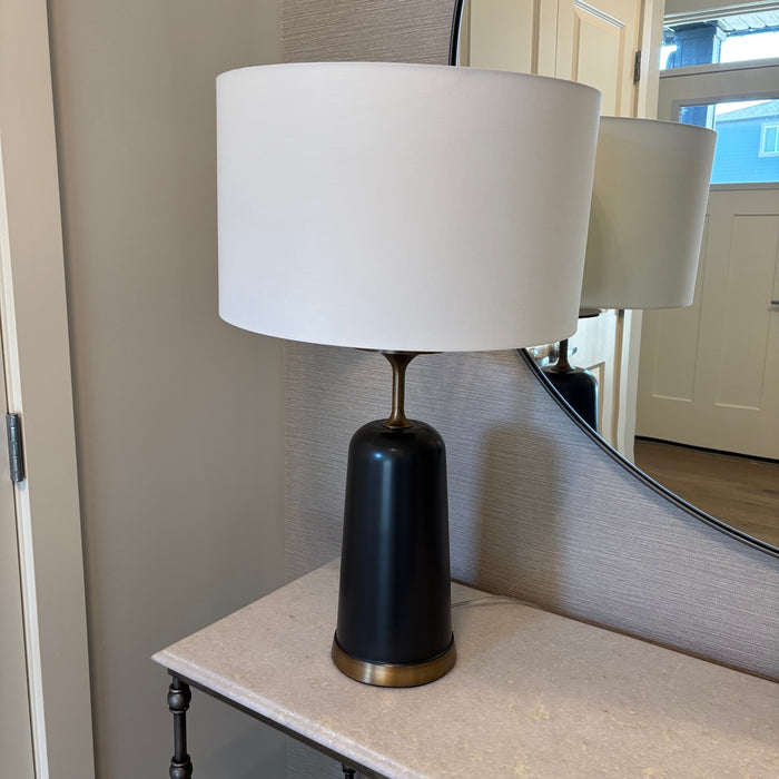 27.5” Tall Table Lamp with Black Stoneware Base and Brads Details- G417