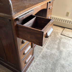 SOLID WOOD ANTIQUE DESK WITH STOOL (CIRCA 1870) - P235