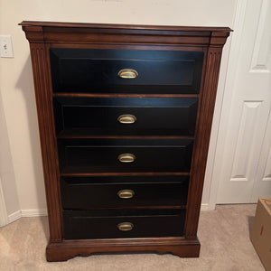 Vintage 5 Drawer 2 Toned Solid Wood Dresser - B212