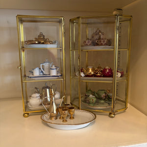 VINTAGE MINI TEACUPS WITH 2 DISPLAY CASES - P257
