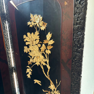 ANTIQUE ASIAN ROOM DIVIDER SCREEN WITH IN LAID MOTHER OF PEARL (AS IS) - P236