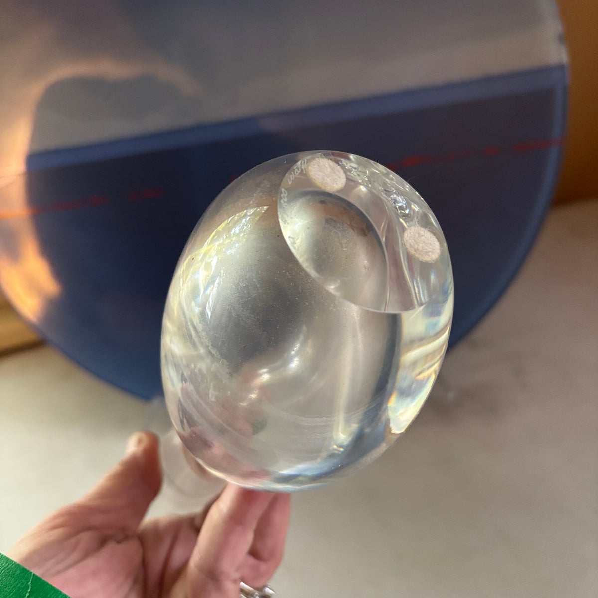 E109 Vintage Kosta Boda "Raindrop" or "Teardrop" clear crystal art glass vase and 18” Art glass plate