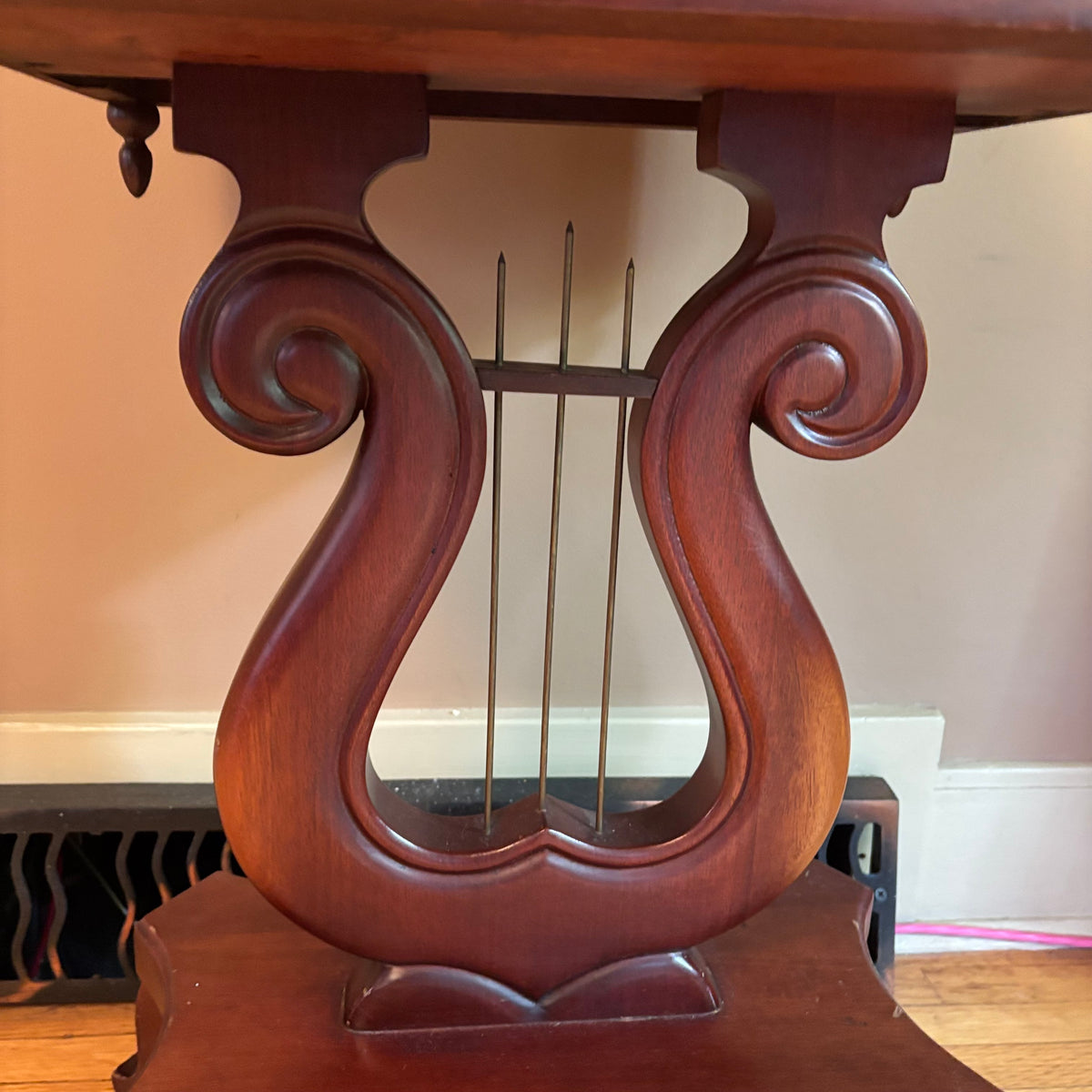E102 Antique Solid wood accent table with marble top (28” x 17” x 14”)