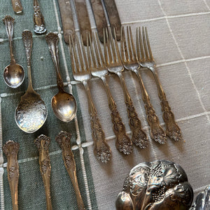 VINTAGE SILVER PLATED FLATWARE AND MORE GROUPING - P348