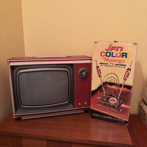 Red Vintage TV and Rabbit Ears (not working) - R311