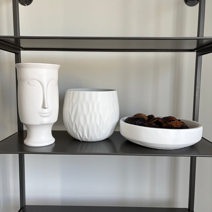 White Stoneware Pots and Bowl - G310