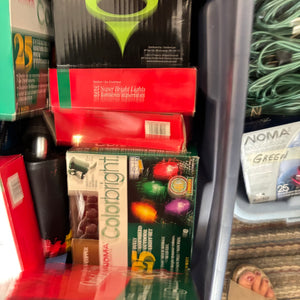 3 Bins of Christmas Light Bulbs, Power Cords and More - O162