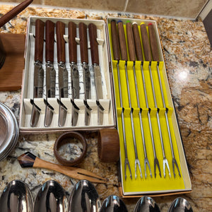 Mid Century Modern Wooden Flatware and More Grouping - M339