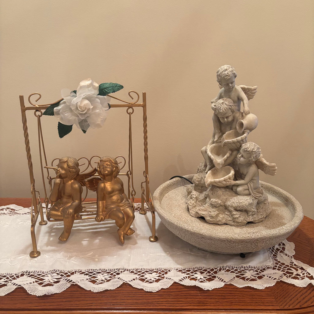 F200 14” tall Heavy resin cherub foundation grouping