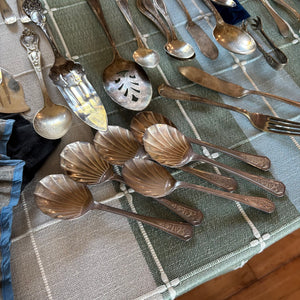 VINTAGE SILVER PLATED FLATWARE AND MORE GROUPING - P348
