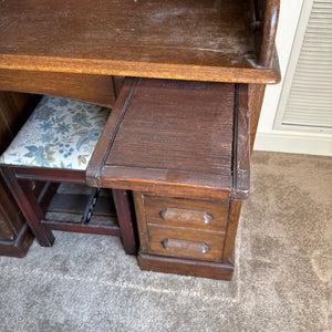 SOLID WOOD ANTIQUE DESK WITH STOOL (CIRCA 1870) - P235