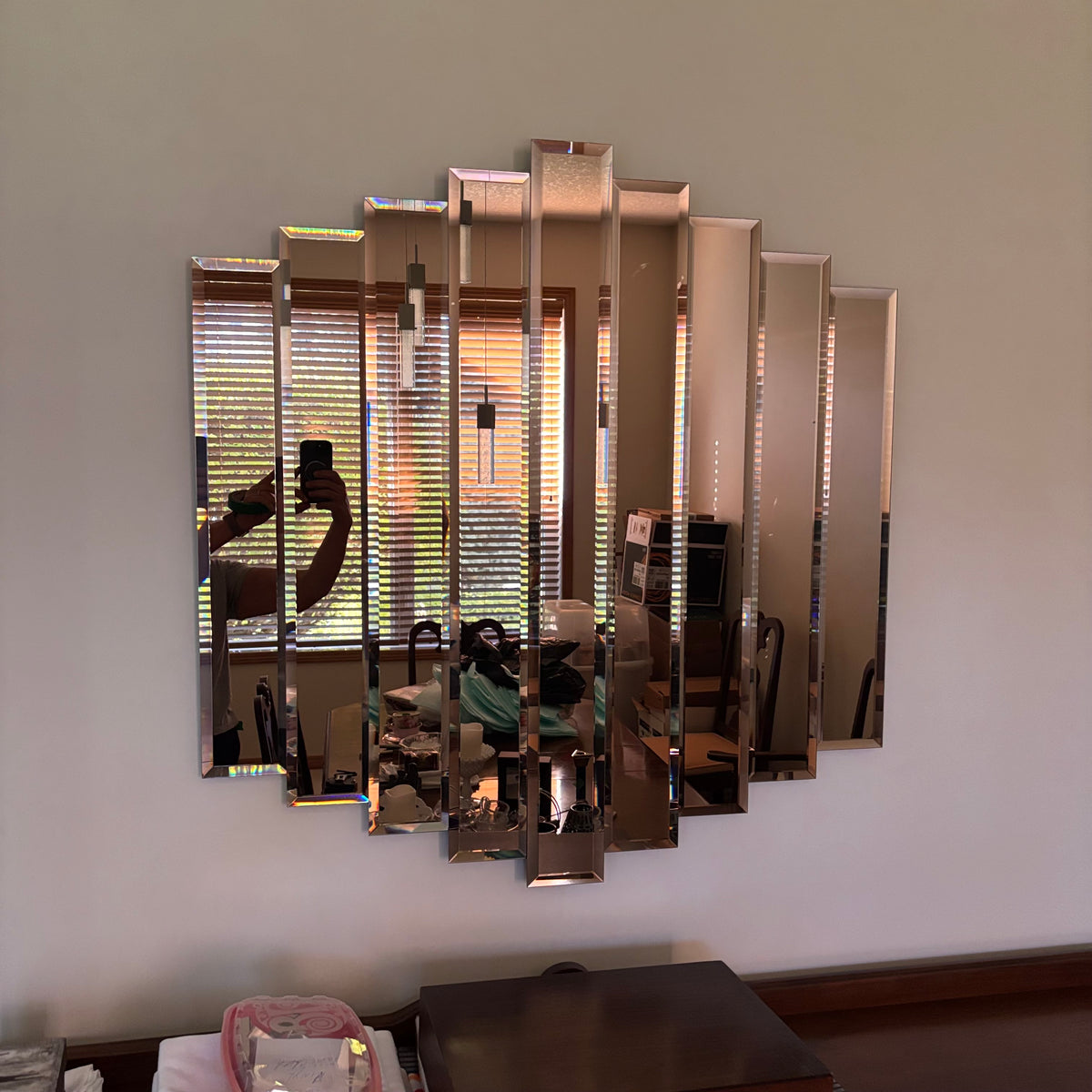X200 Vintage art deco style decorative smoked glass mirror