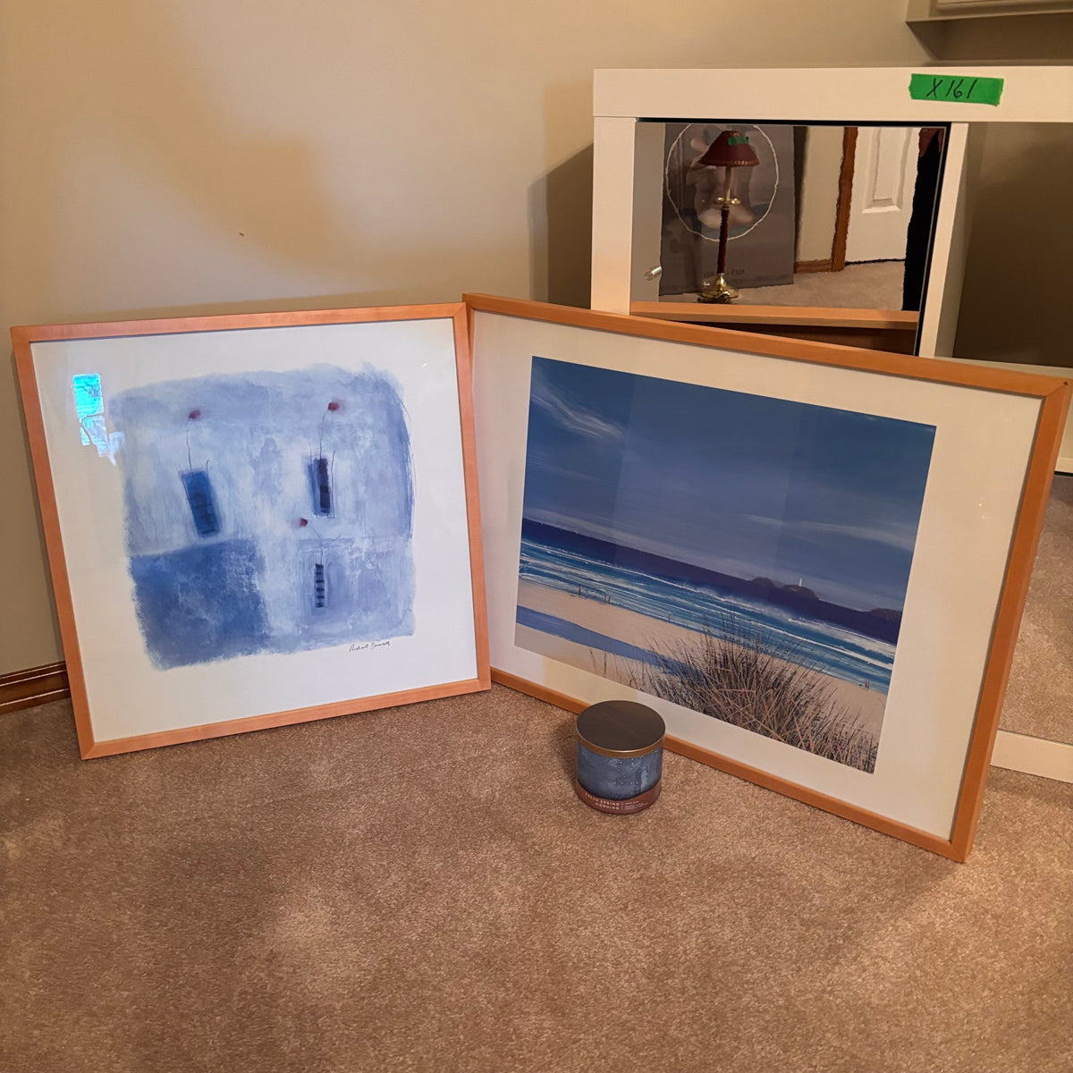 X235 Blue tones framed artwork grouping