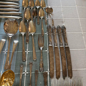 VINTAGE SILVER PLATED FLATWARE AND MORE GROUPING - P348