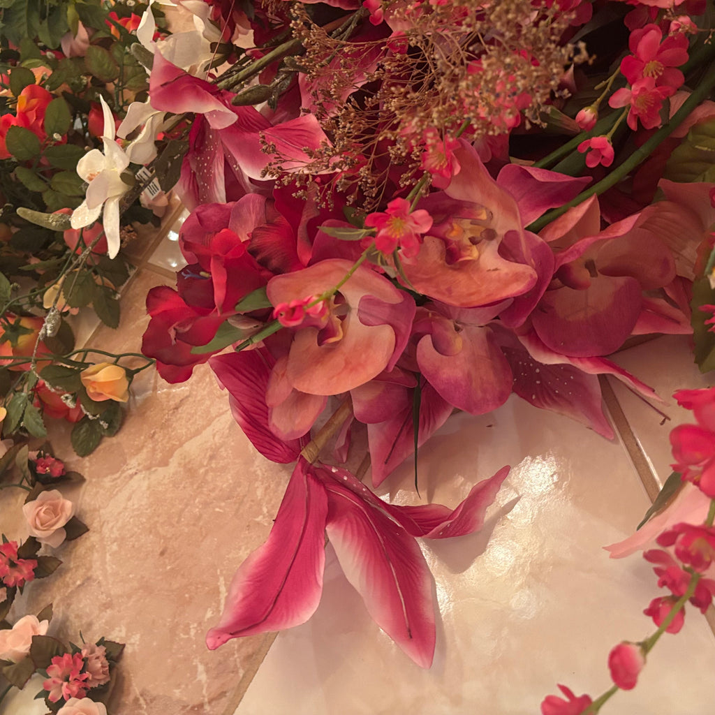 F199 Faux flowers grouping (hanging rose vines and more)