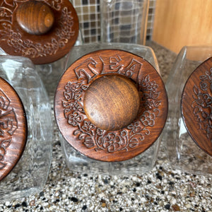 Vintage Kitchen Canister Set with Wooden Lids and More - Z110
