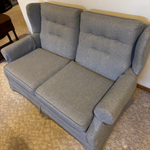 Vintage Loveseat with Blue/Grey Fabric - Z148