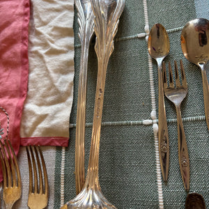 VINTAGE SILVER PLATED FLATWARE AND MORE GROUPING - P348