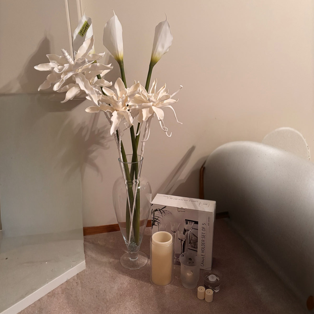 X236 Silk Florals and Candle holders grouping