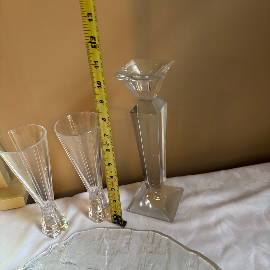 E109 Vintage Kosta Boda Lion clear crystal art glass vase and more grouping