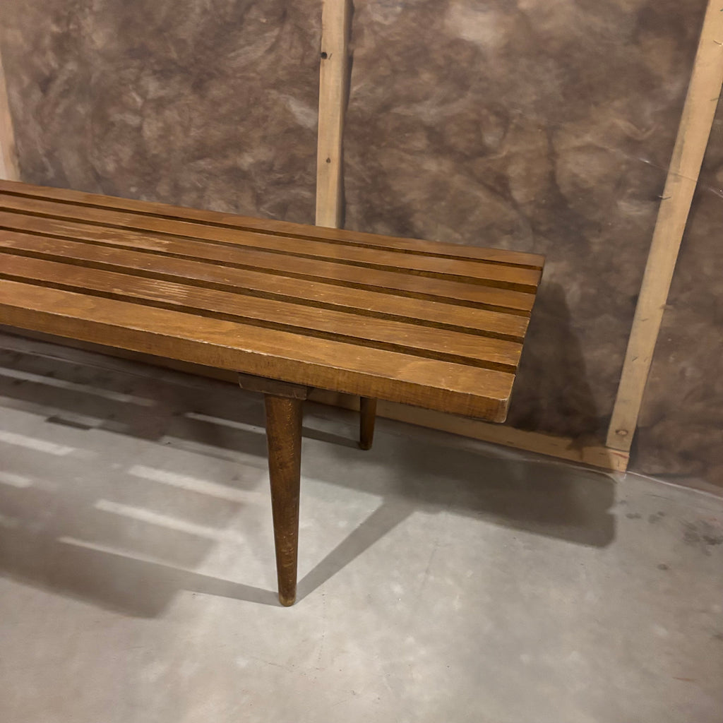 E862 Solid Wood MCM Coffee table and Vintage chrome stool