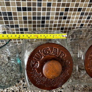 Vintage Kitchen Canister Set with Wooden Lids and More - Z110