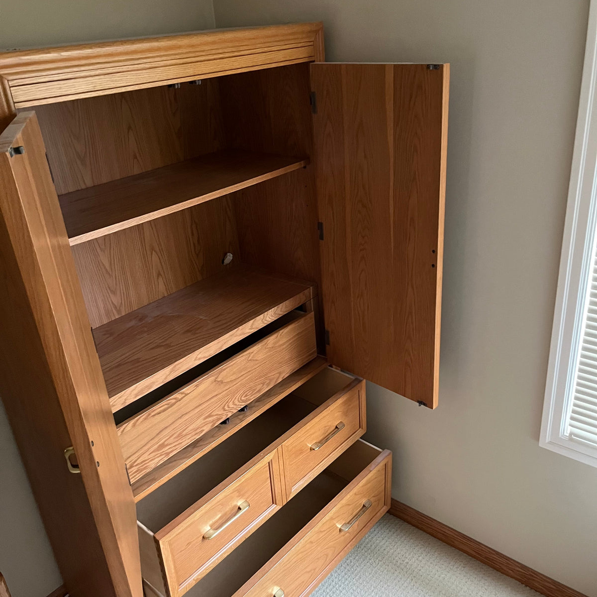 B337 Vintage Solid wood armoire (68” x 38” x 18”)