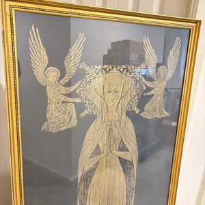 52" X 27.5" FRAMED MARGARET CHEYNE BRASS RUBBING - P175