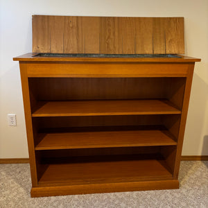 Mid Century Modern Wood Room Divider/Book Case with Plant Stand (some damage on top) - Z146
