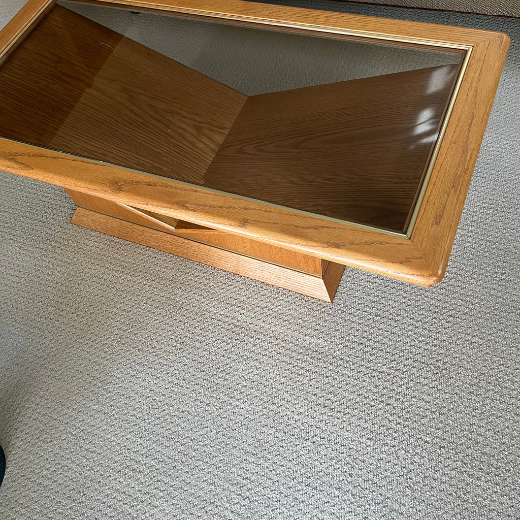 B321 Vintage coffee table with solid wood frame (15” x 50” x 26”)